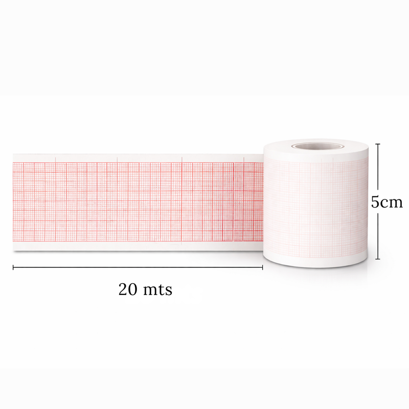 Lessa Rollo de 50 MM x 20 Mts Graficado en Rojo Para Desfibriladores y Electrocardiógrafos