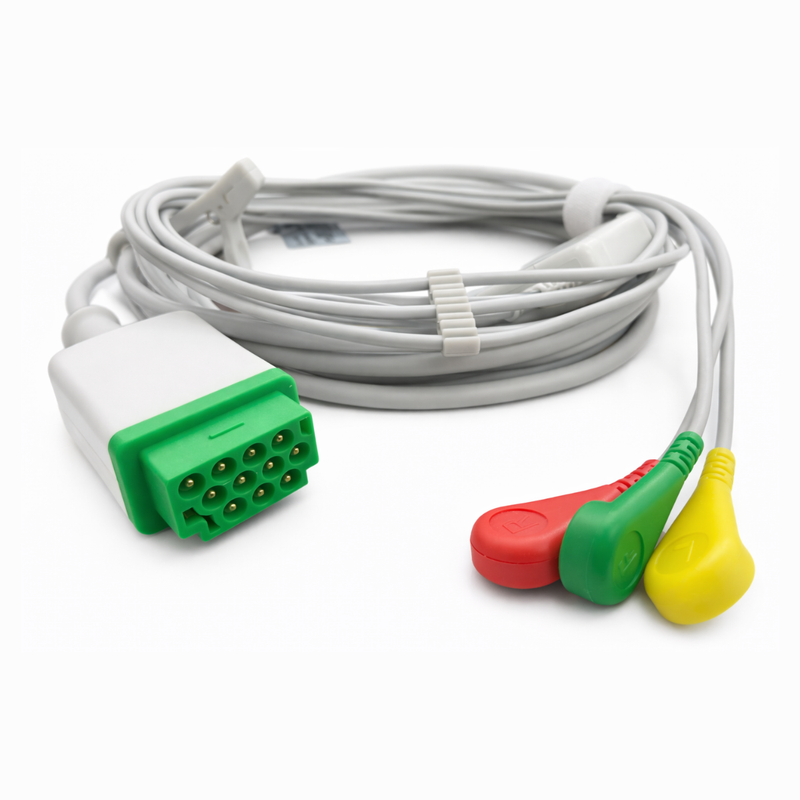 Cable Para ECG de 3 Derivaciones Tipo SNAP Compatible con GE